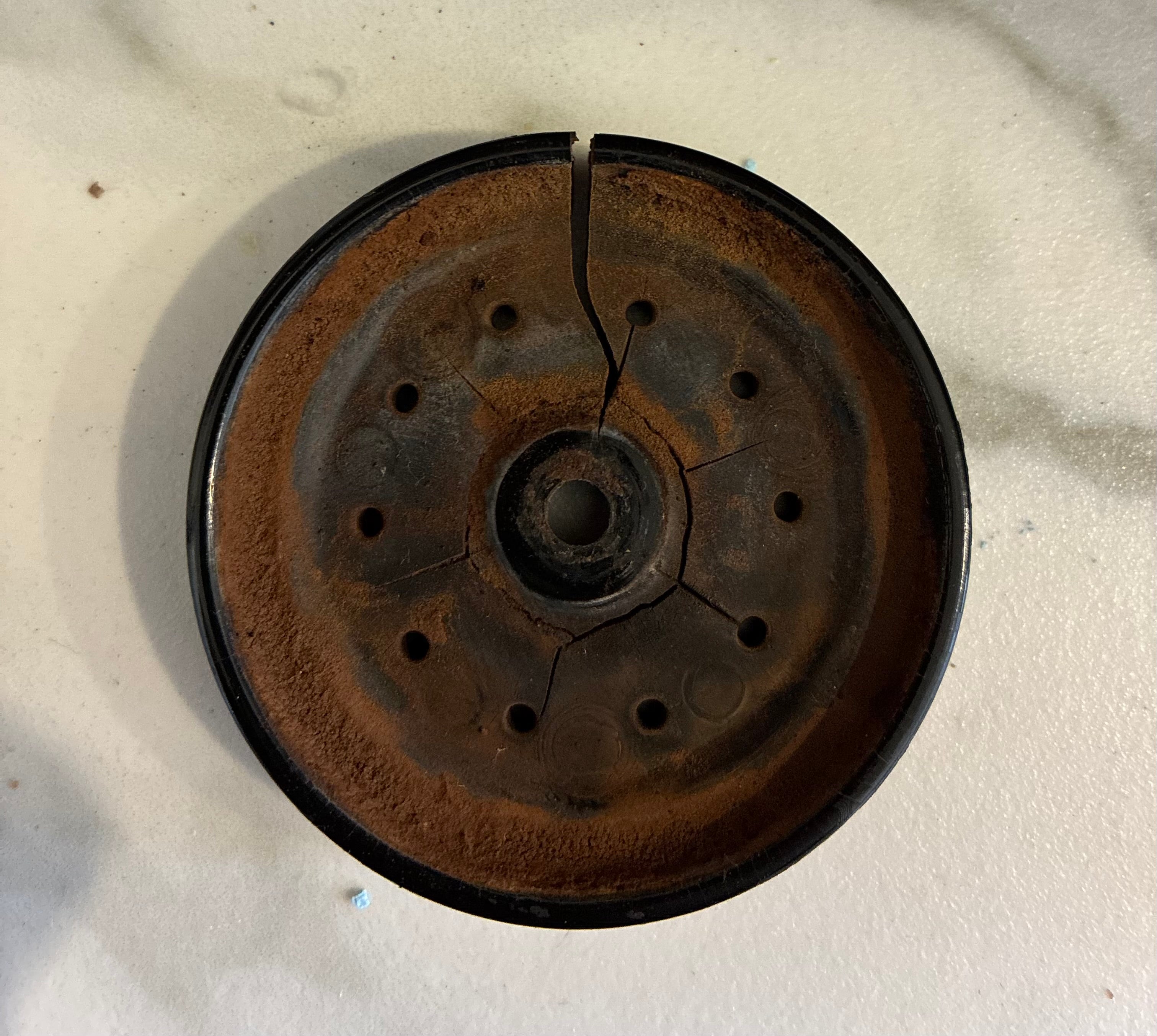 Broken diffuser plate from a breville 58mm machine
