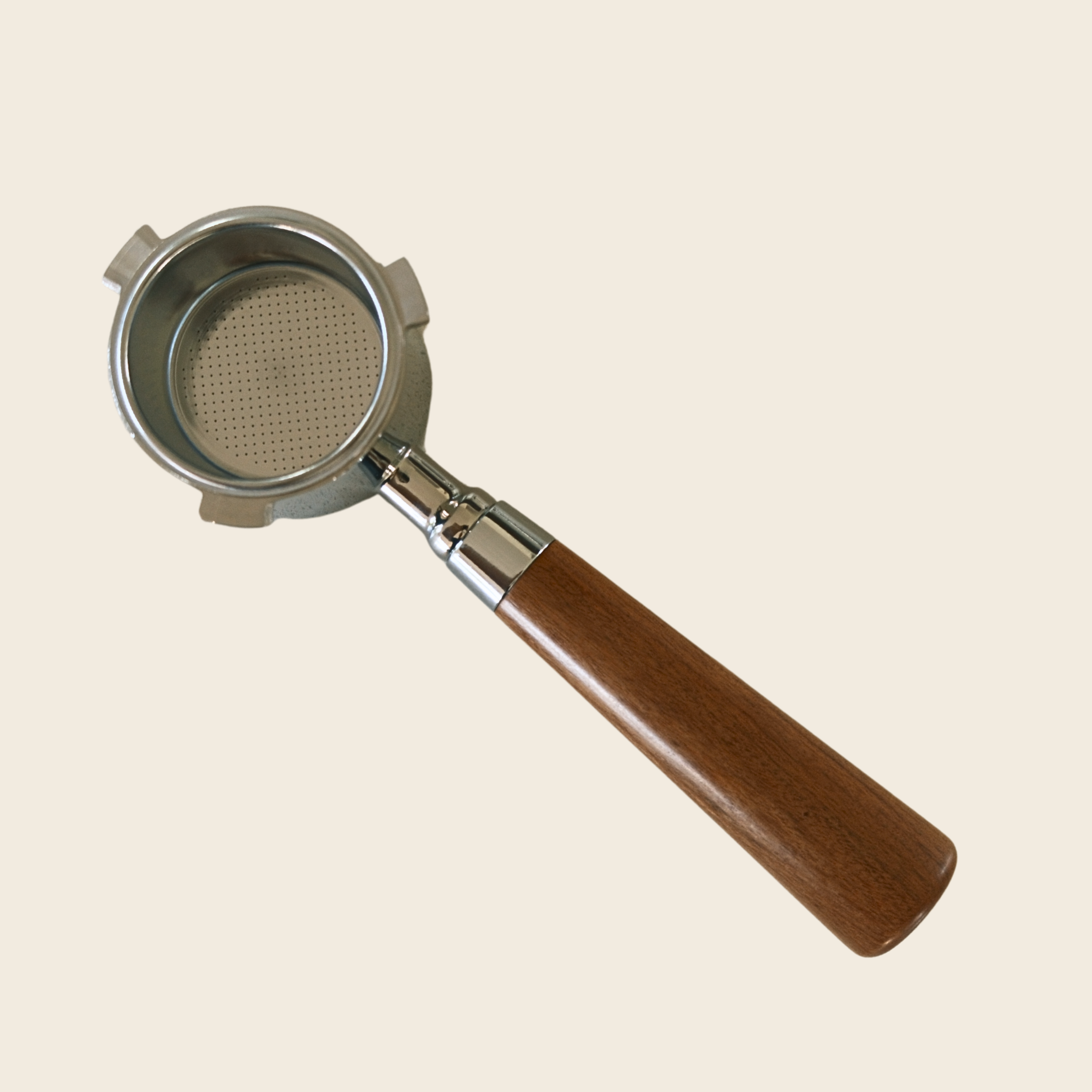 Delonghi La Specialista 51mm - Bottomless Portafilter - Almond Solid Wood — front view