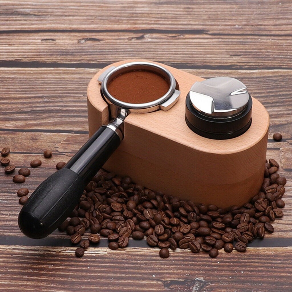 Wooden Coffee Tamper Station And Portafilter Holder - 58mm