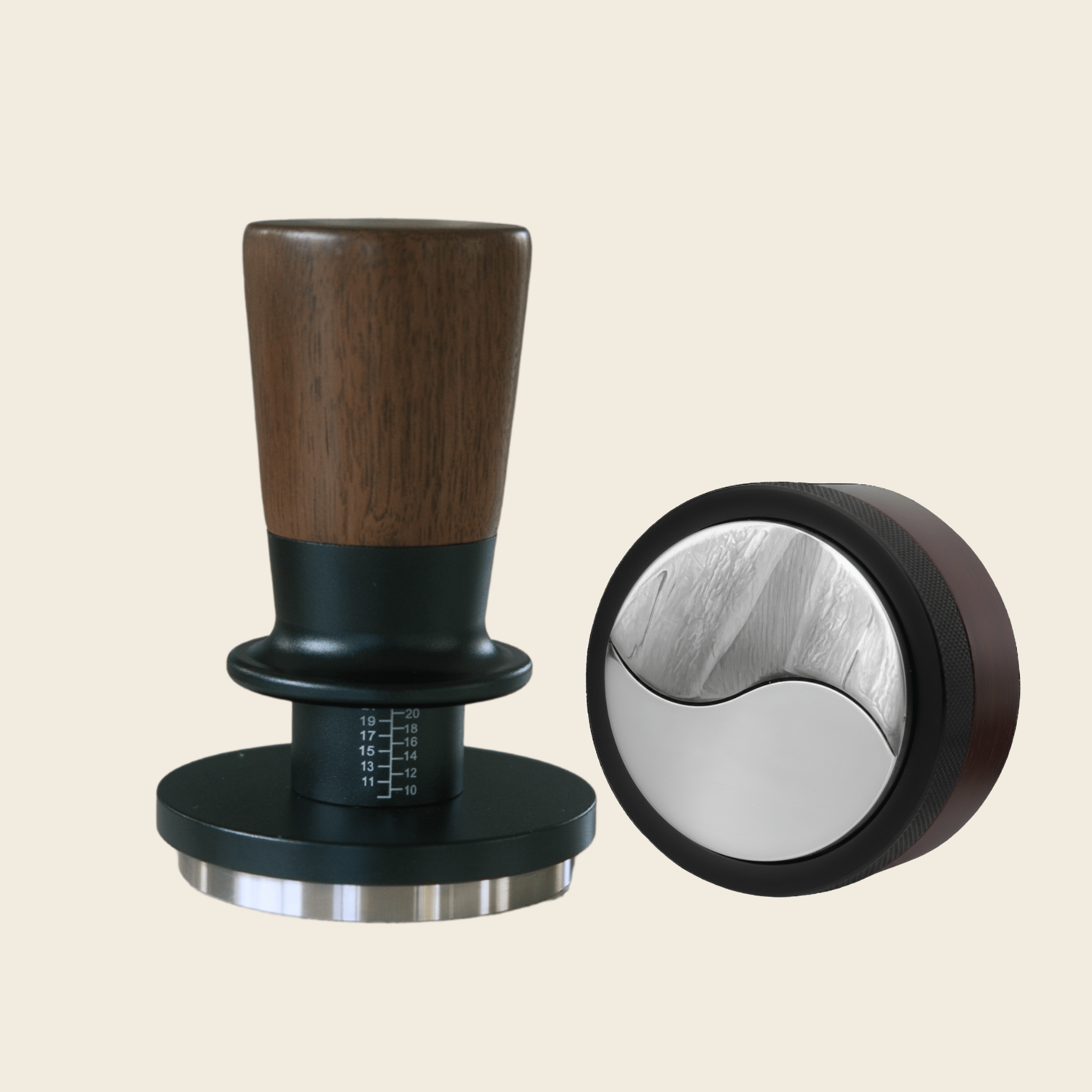 Bottomless portafilter and puck screen from a Breville and De'Longhi tool bundle
