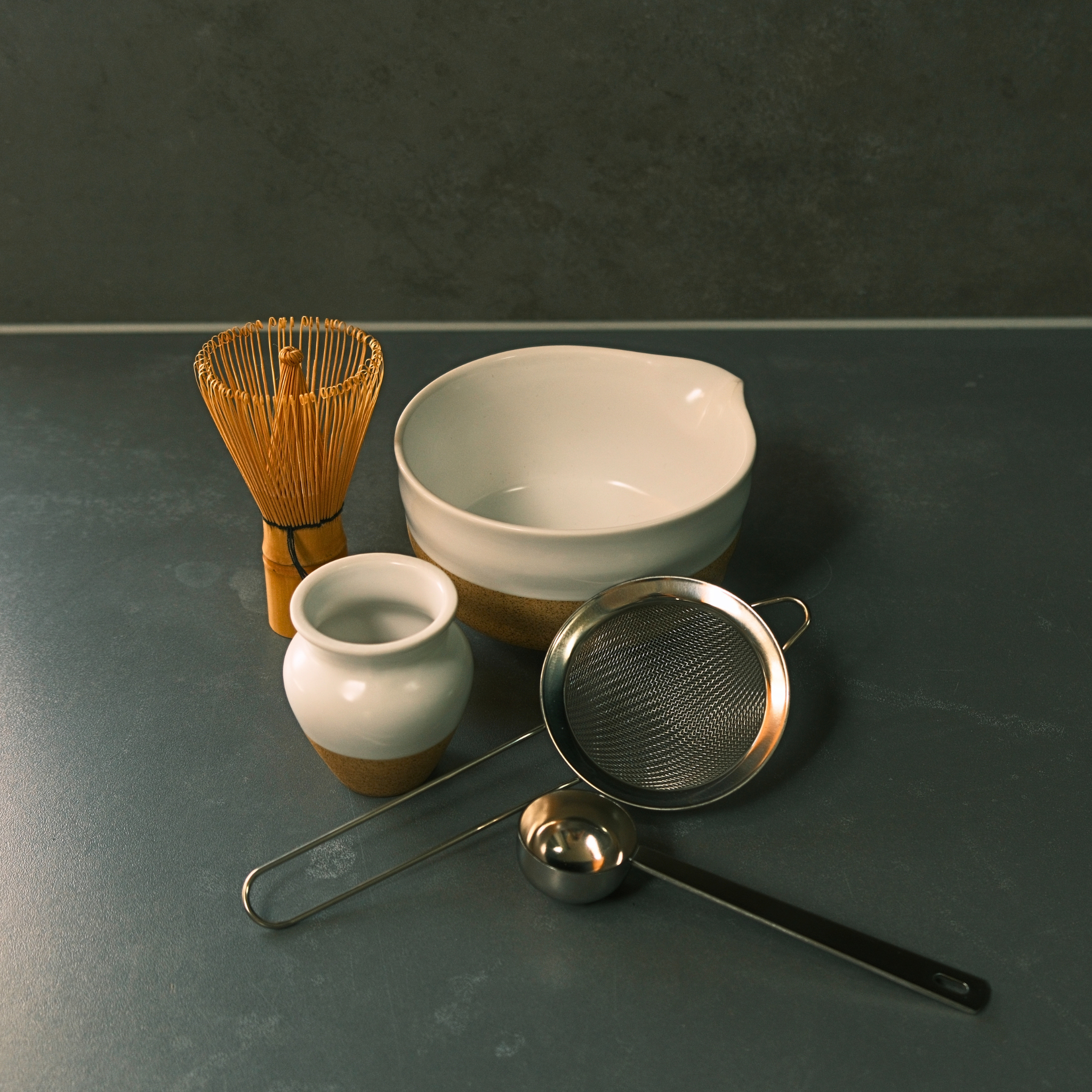 Matcha Starter Kit — Bamboo Whisk, Ceramic Bowl, Whisk Holder, Sifter & Scoop