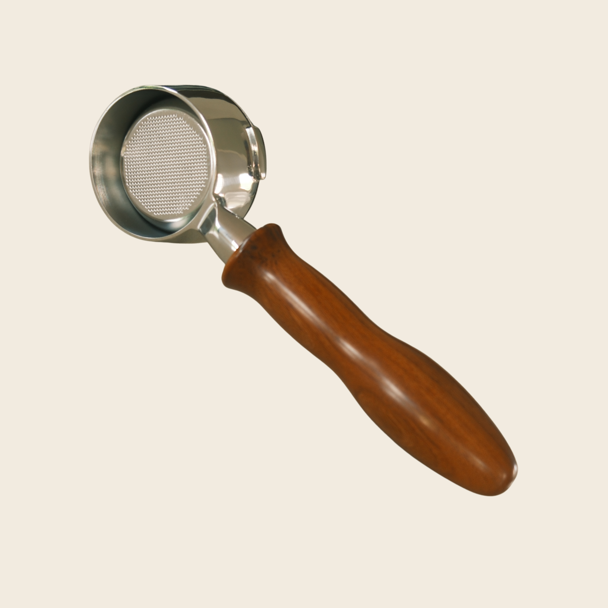 Gaggia Classic 58mm Bottomless Portafilter – Ergonomic Solid Timber Handle — lifestyle shot