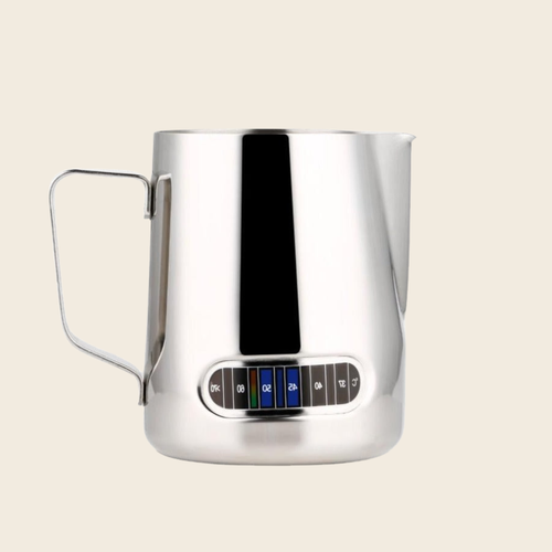 Espresso Milk Frothing Jug Integrated Thermometer - 600ml - Stainless
