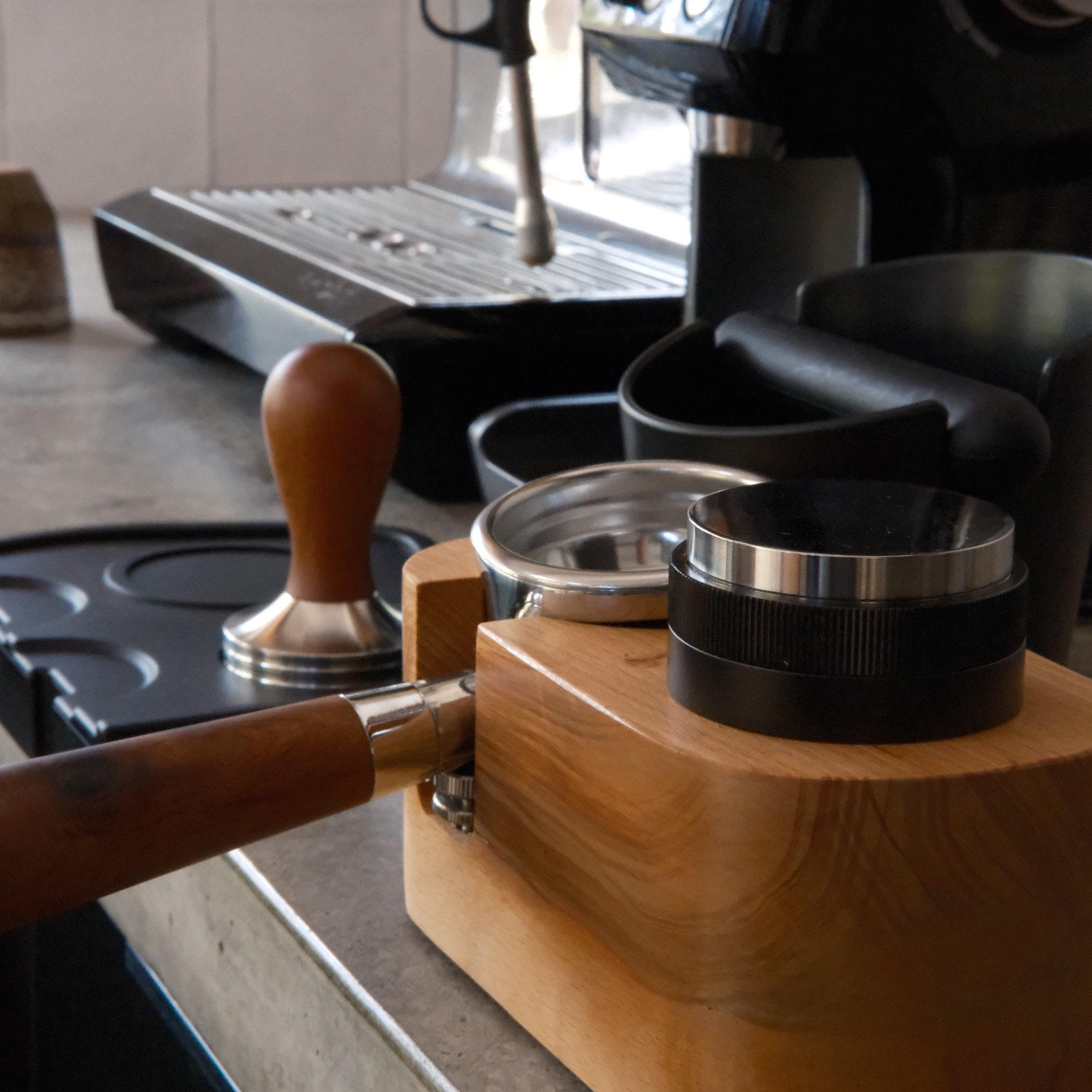 Wooden Coffee Tamper Station And Portafilter Holder - 58mm